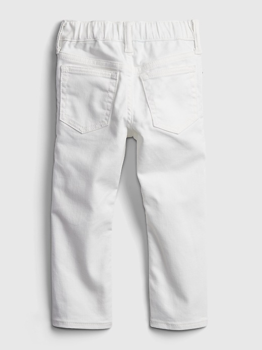 2 of 8 showing, with the color white of product Toddler Elasticized Pull-On Slim Taper Jeans with Stretch
