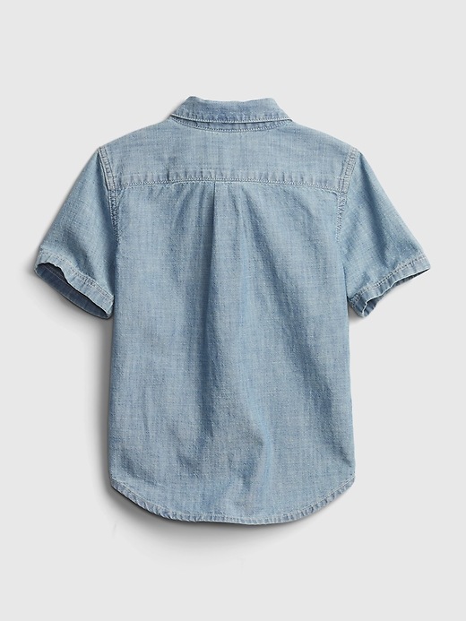2 of 8 showing, with the color medium wash of product Toddler Chambray Shirt