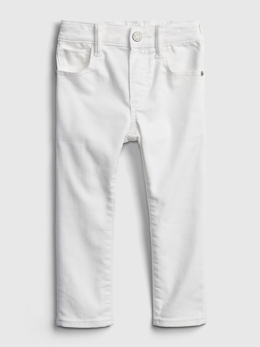 1 of 8 showing, with the color white of product Toddler Elasticized Pull-On Slim Taper Jeans with Stretch