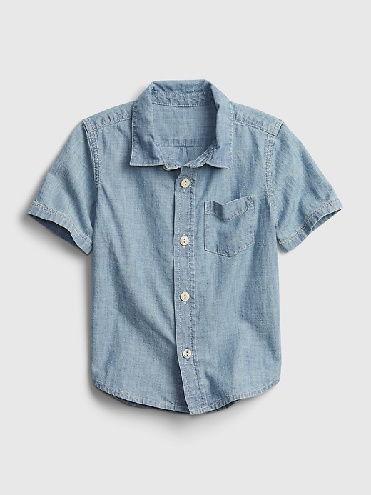 1 of 8 showing, with the color medium wash of product Toddler Chambray Shirt