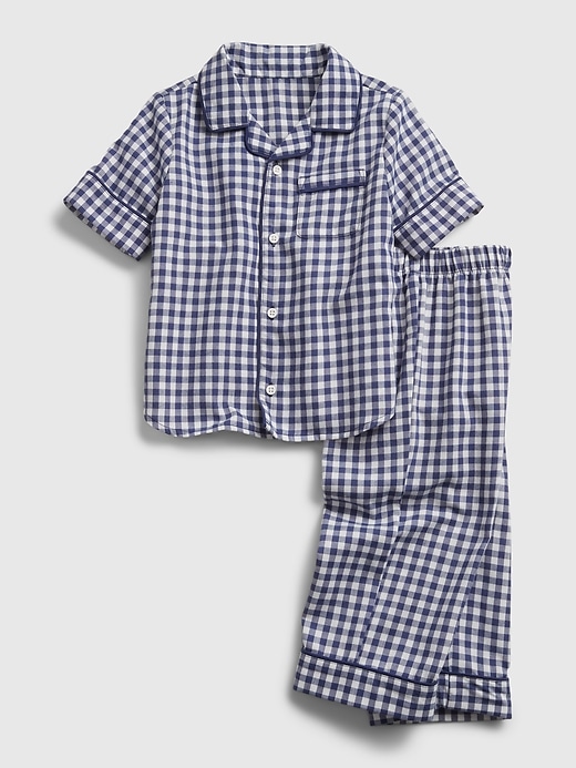 1 of 8 showing, with the color blue gingham of product babyGap Gingham PJ Set