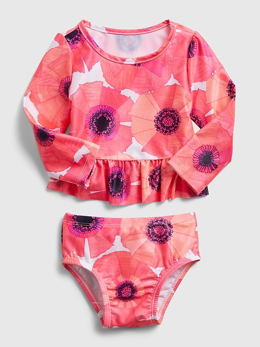 1 of 8 showing, with the color new off white floral of product Baby Print Swim Two-Piece