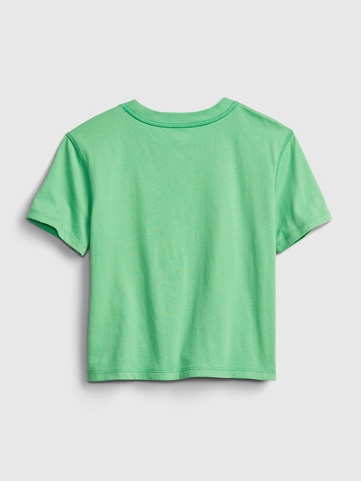 2 of 8 showing, with the color parrotfish green of product Kids 100% Organic Cotton Boxy Graphic T-Shirt