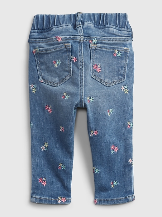 2 of 8 showing, with the color medium wash of product Baby Floral Pull-On Jeggings with Stretch
