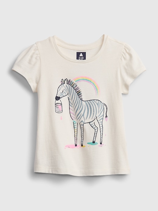 1 of 8 showing, with the color zebra soft ivory of product Toddler 100% Organic Cotton Mix and Match Graphic T-Shirt