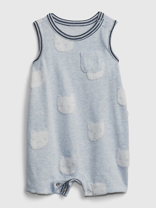 1 of 8 showing, with the color blue heather of product Baby Shorty One-Piece
