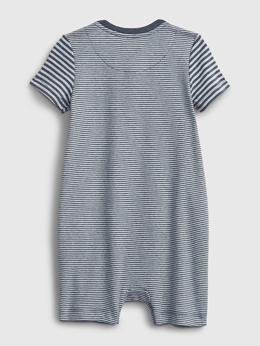2 of 8 showing, with the color navy heather of product Baby 100% Organic Cotton First Favorite Shorty One-Piece