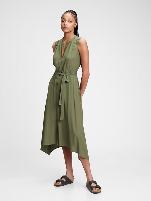 View large product image 1 of 1. LENZING&#153 ECOVERO&#153 Handkerchief Hem Shirtdress