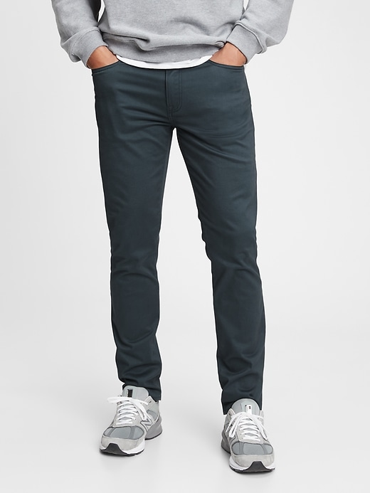 1 of 8 showing, with the color tapestry teal green of product Soft Wear Skinny Jeans With Washwell™