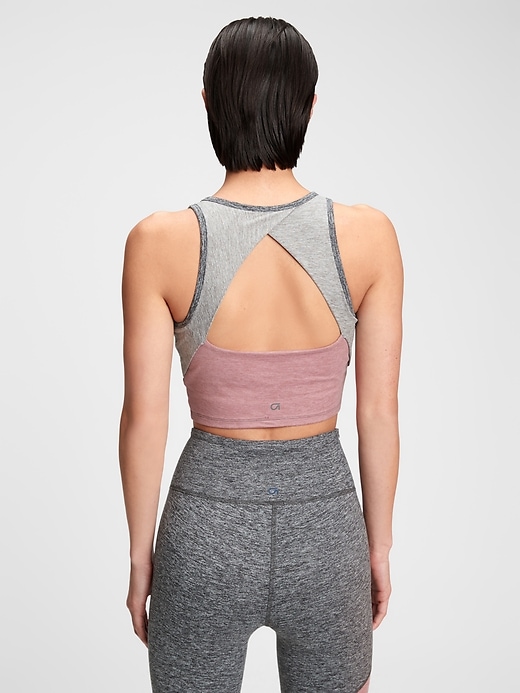 Image number 2 showing, GapFit Brushed Tech Jersey Cutout Longline Sports Bra