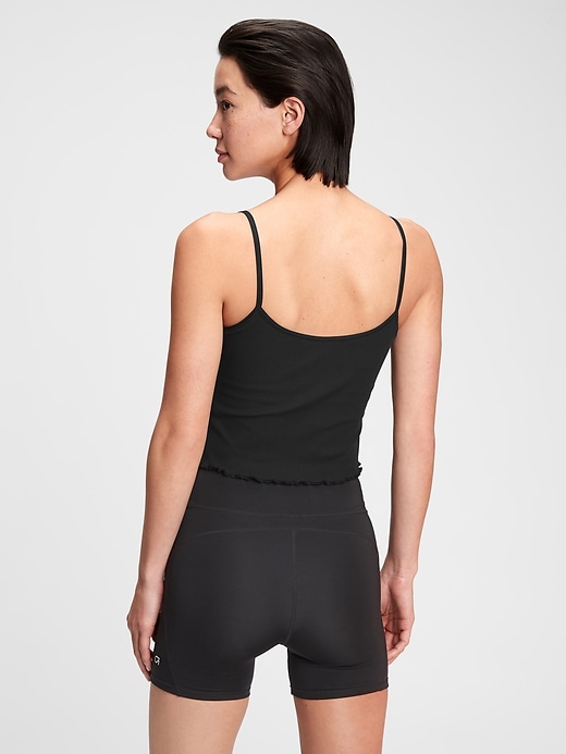 2 of 8 showing, with the color true black of product GapFit Blackout Ribbed Cami Shelf Bra