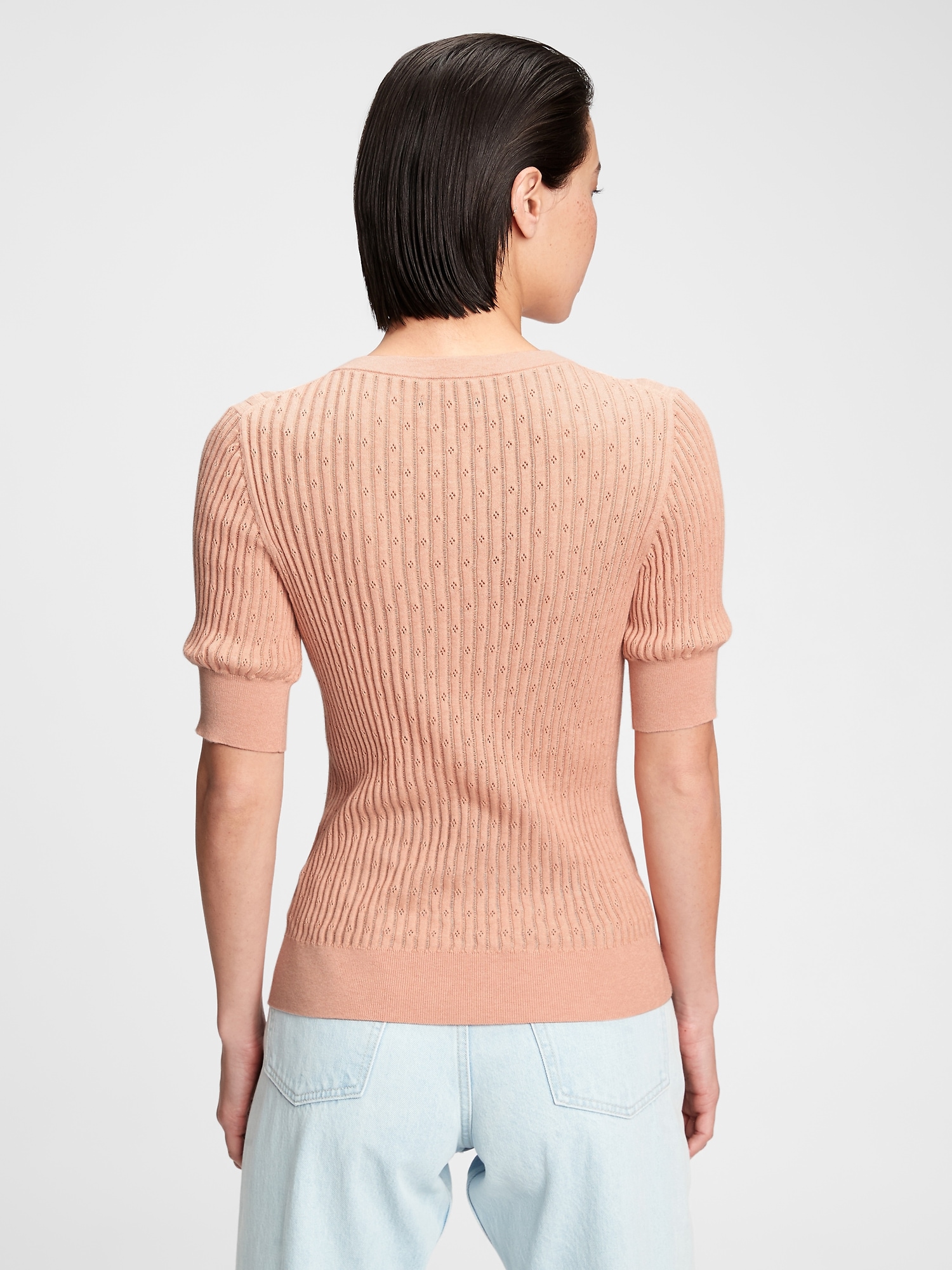 Elbow Sleeve Pointelle Sweater Gap
