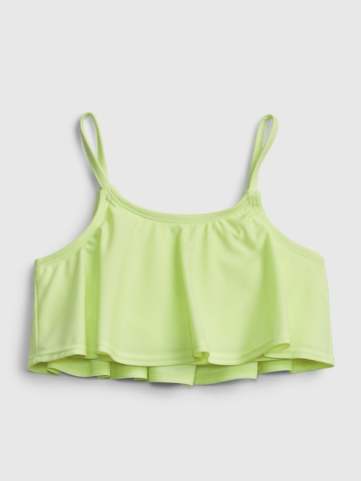 1 of 8 showing, with the color active yellow of product Kids Recycled Draped Swim Bikini Top
