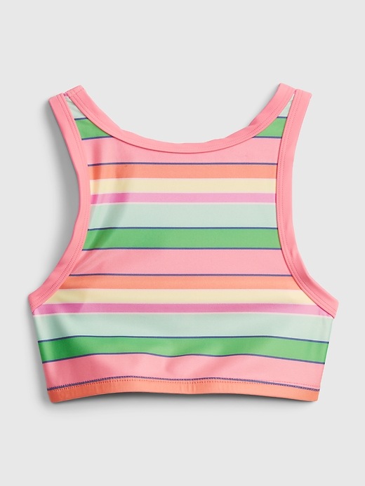 2 of 8 showing, with the color multi stripe of product Kids Recycled Stripe Swim Tankini Top