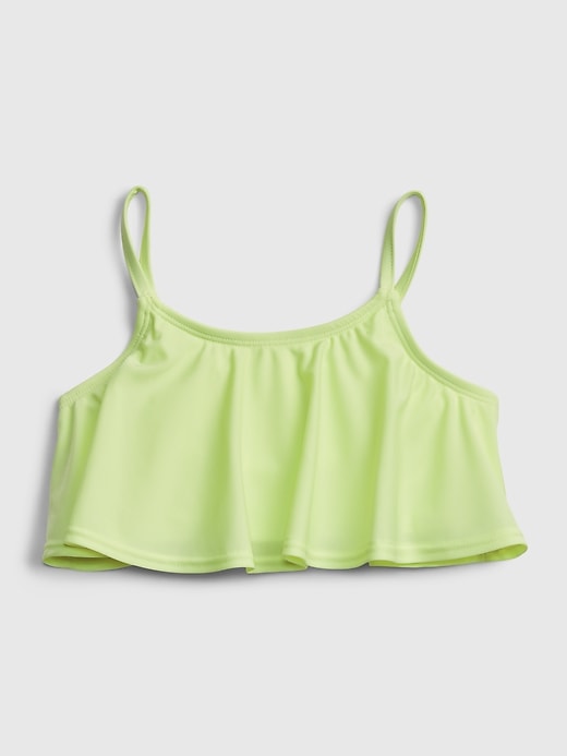 2 of 8 showing, with the color active yellow of product Kids Recycled Draped Swim Bikini Top