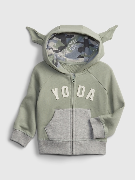 1 of 8 showing, with the color desert sage of product Baby & Toddler Star Wars Yoda Hoodie