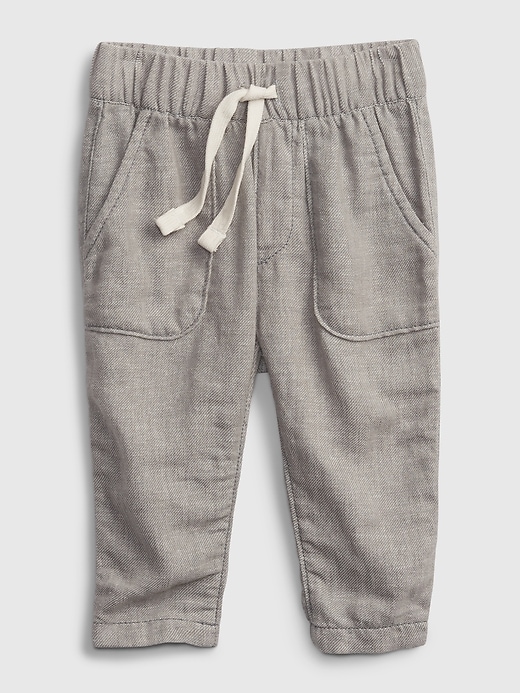 1 of 8 showing, with the color silver of product Baby Pull-On Linen Pants