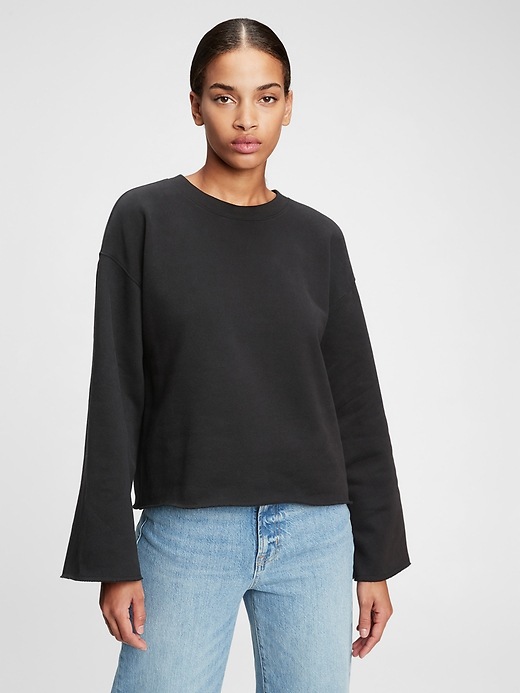 View large product image 1 of 1. Vintage Soft Cropped Flare Sleeve Sweatshirt