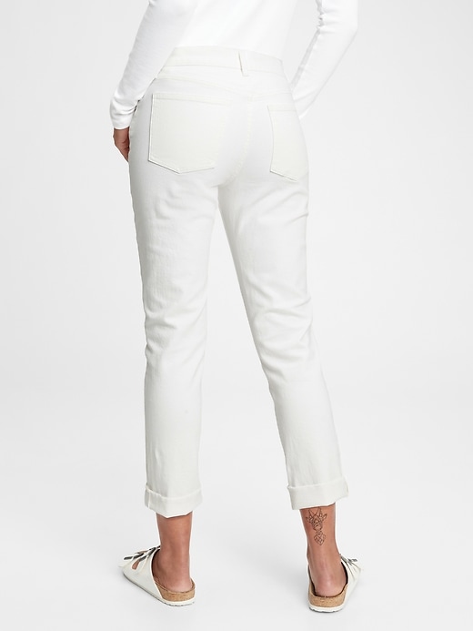 2 of 8 showing, with the color white of product Mid Rise Girlfriend Jeans with Washwell