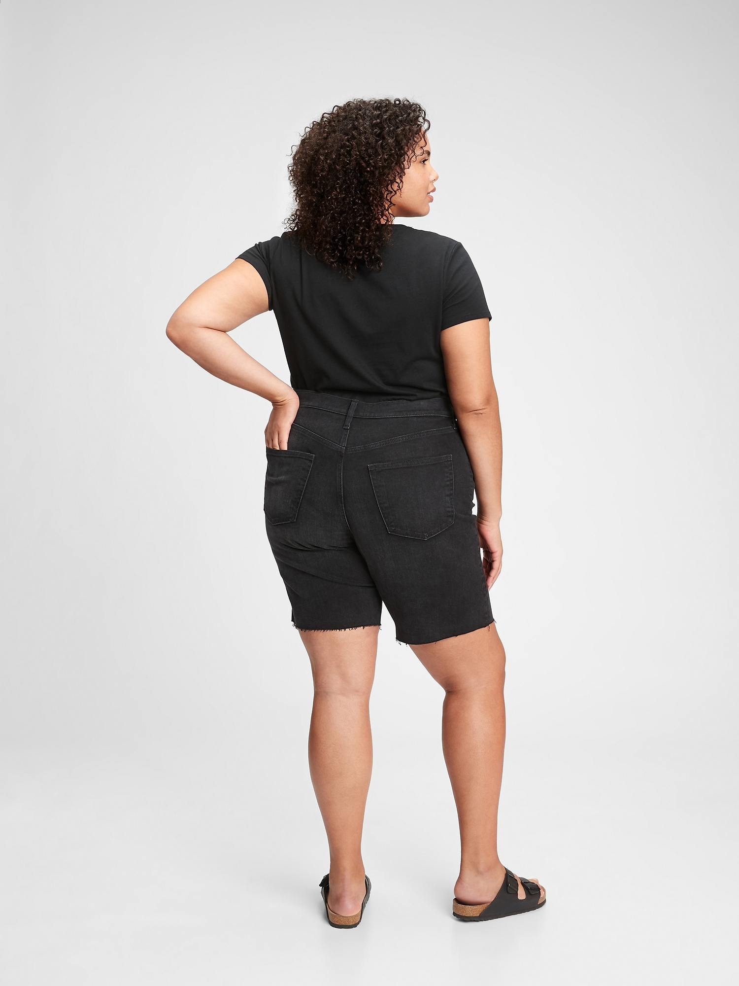 9'' High Rise Loose Bermuda Shorts With Washwell Gap