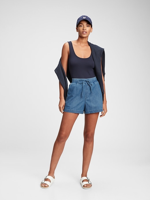 1 of 8 showing, with the color medium indigo of product Pull-On Denim Shorts With Washwell™