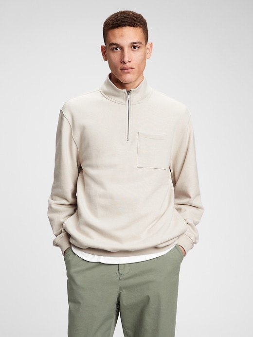 1 of 8 showing, with the color stone gray of product Half-Zip Sweatshirt