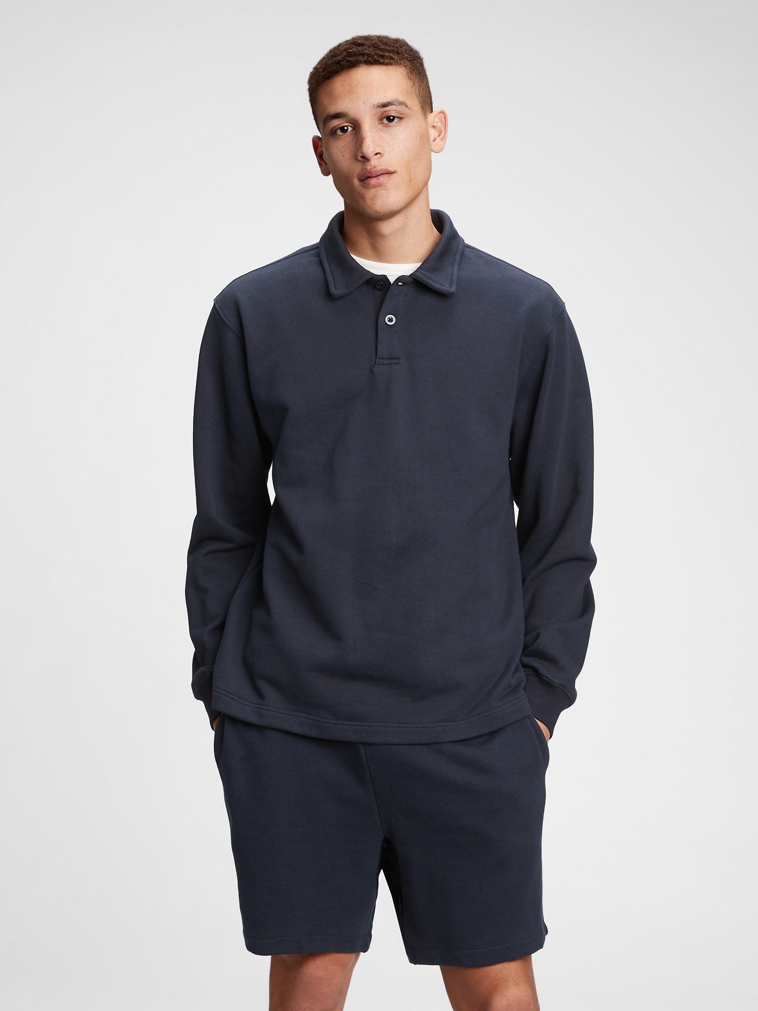 french terry polo shirt