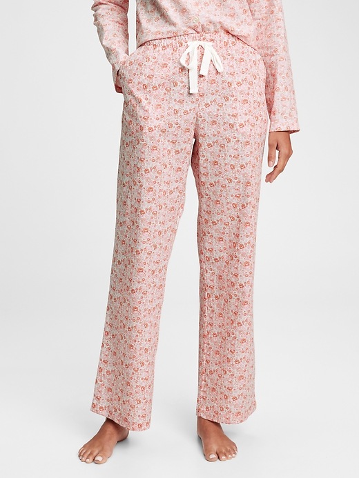 1 of 8 showing, with the color pink floral of product Adult Poplin Pajama Pants