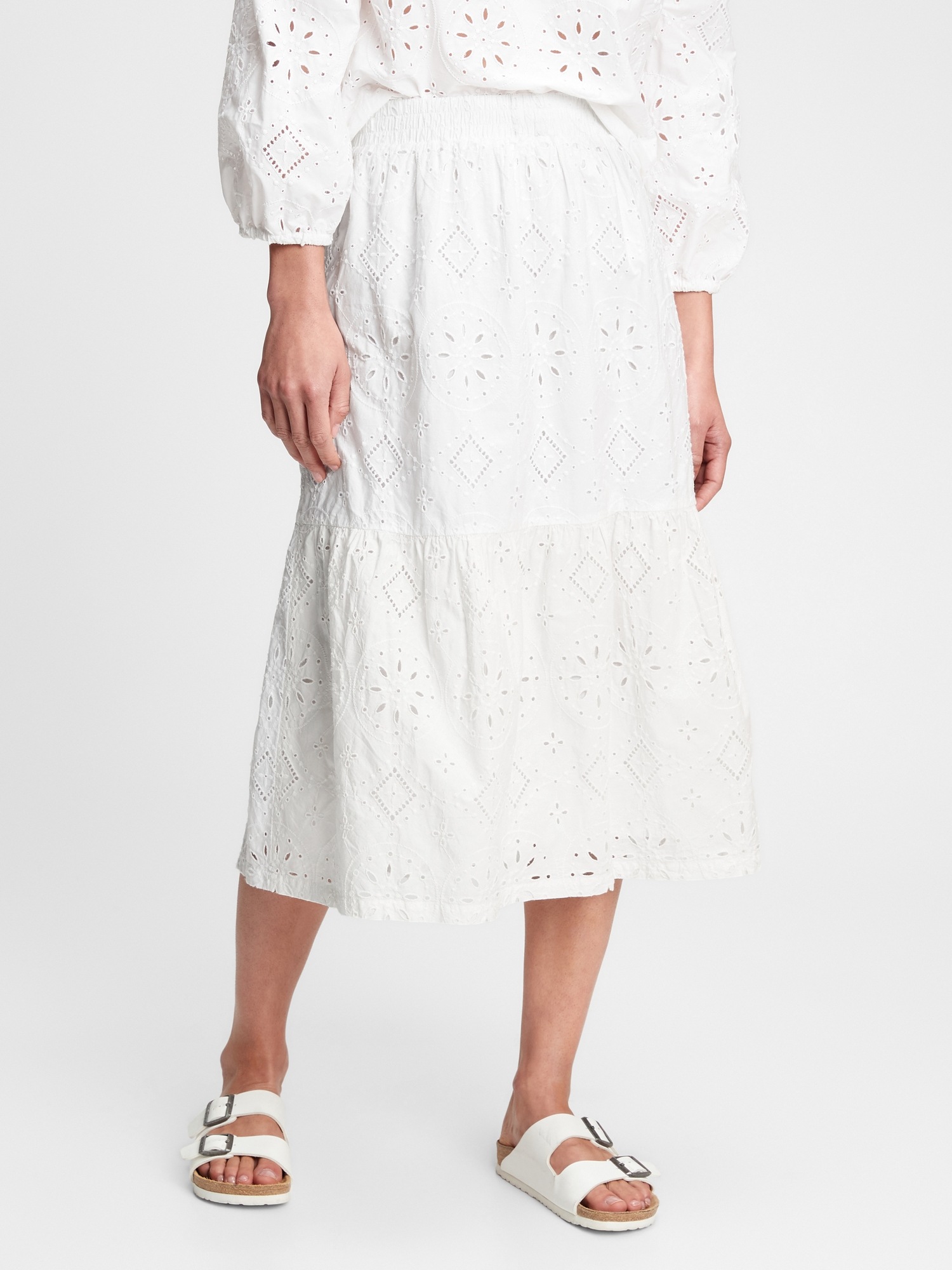 Eyelet Midi Skirt Gap