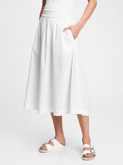 1 of 8 showing, with the color fresh white of product Pull-On Midi Skirt
