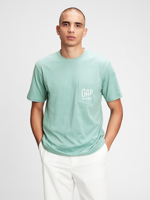 1 of 8 showing, with the color granite green of product Gap Logo Pocket T-Shirt