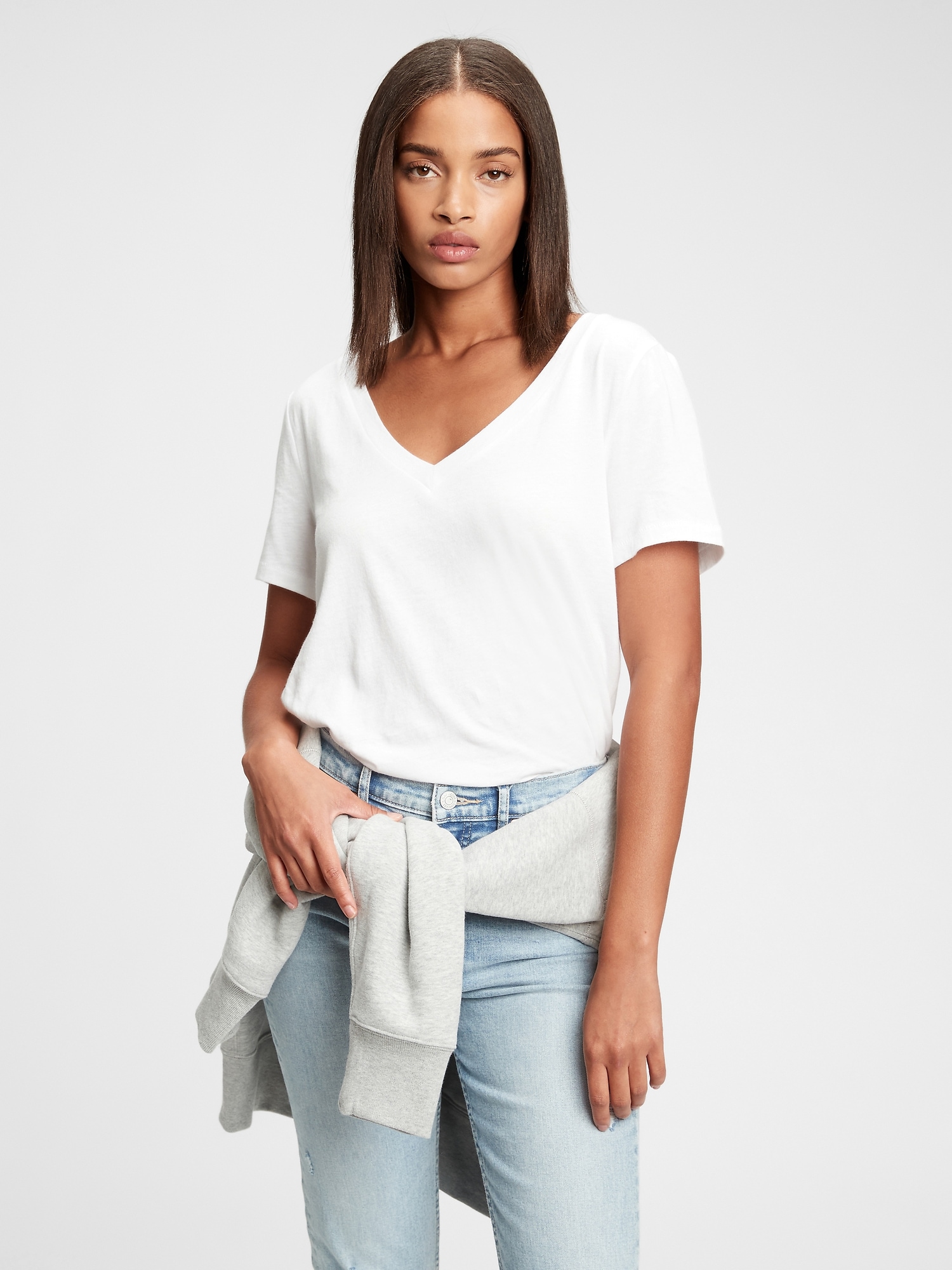 Gap Organic Cotton Vintage V-neck T-shirt In Fresh White