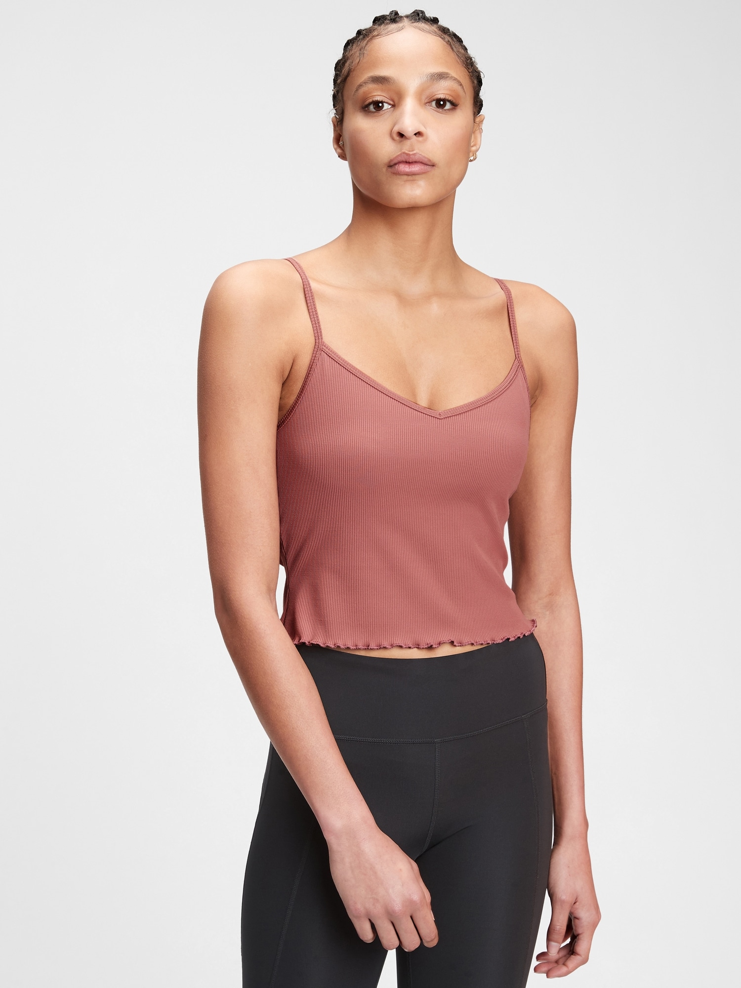 GapFit Blackout Ribbed Cami Shelf Bra