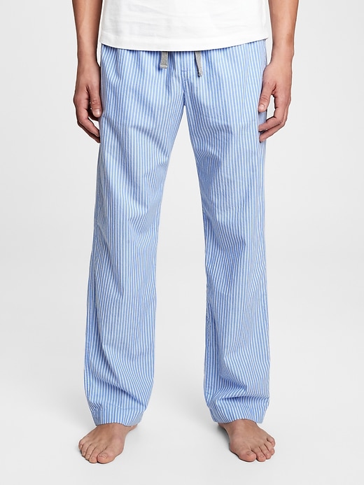 1 of 8 showing, with the color blue pinstripe of product Adult Pajama Pants In Poplin