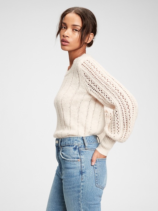 Image number 8 showing, Pointelle Crewneck Sweater
