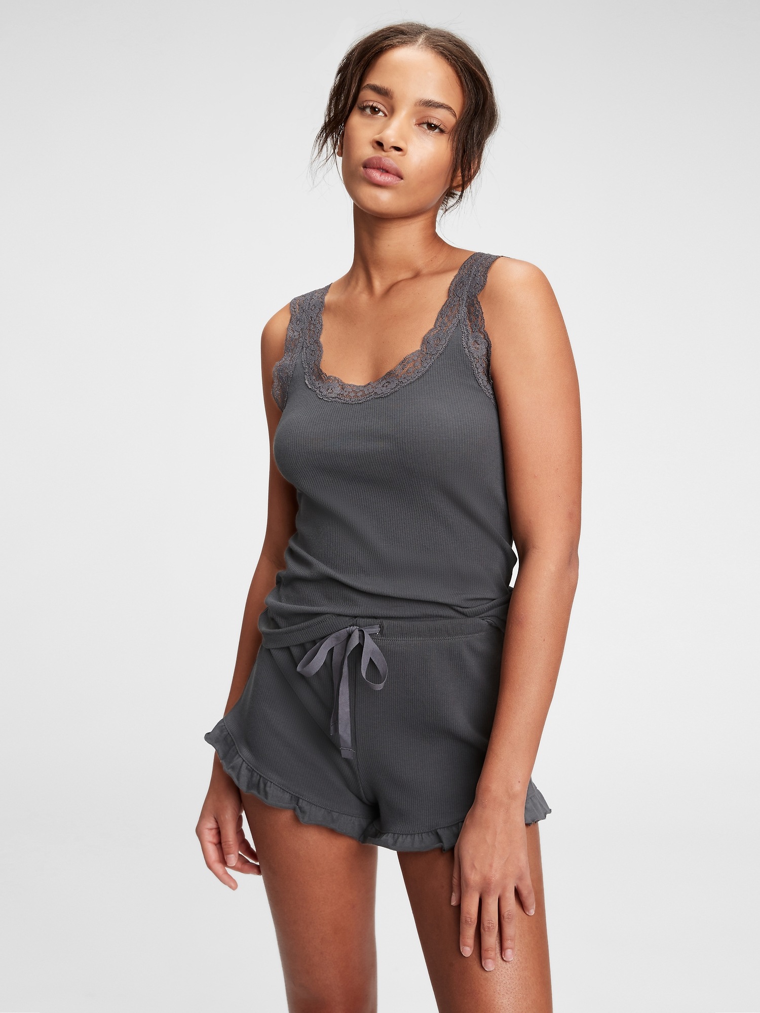 Forever Favorite Ribbed Lace Tank Top Gap