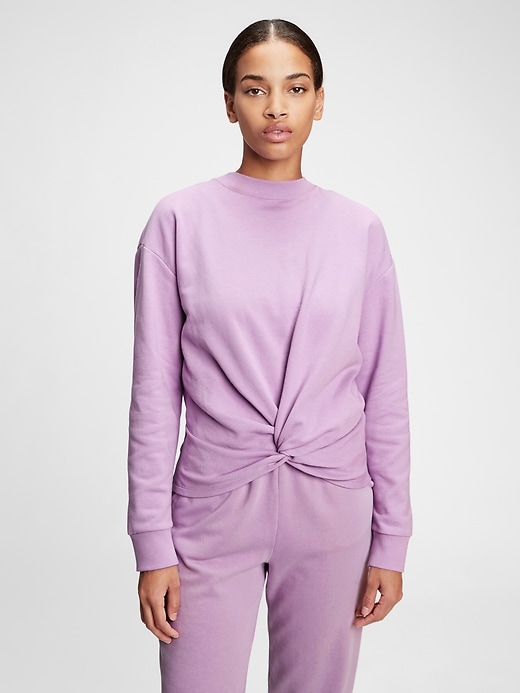 1 of 8 showing, with the color purple lilac of product Vintage Soft Twist-Front Crewneck Sweatshirt