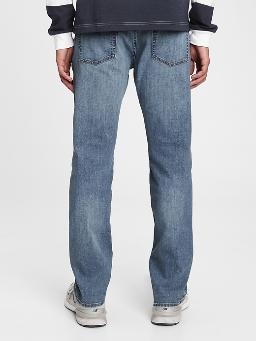 2 of 8 showing, with the color light wash of product GapFlex Straight Jeans With Washwell™