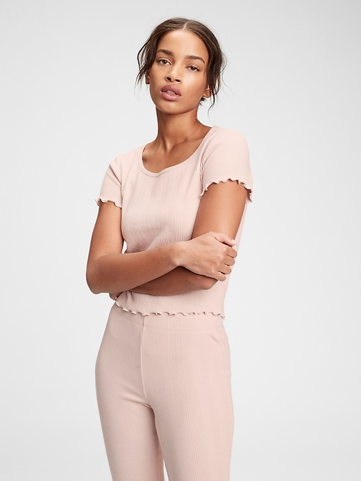 1 of 8 showing, with the color rose pink of product Soft Ribbed T-Shirt