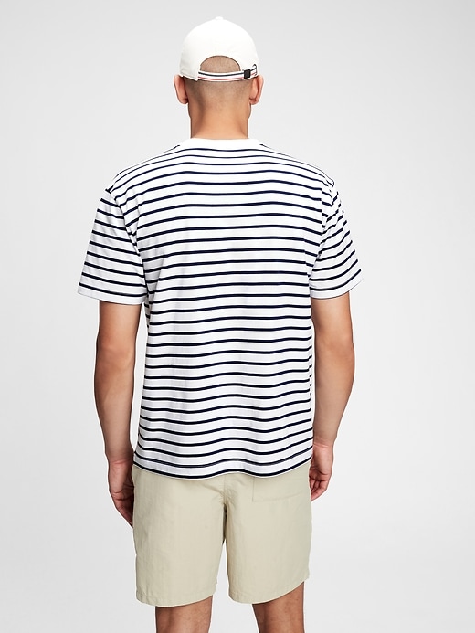 2 of 8 showing, with the color optic white stripe of product Organic Cotton Pocket T-Shirt