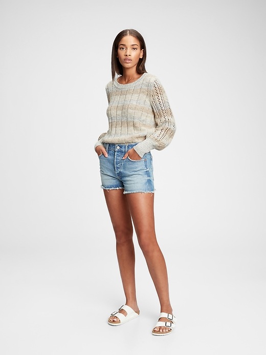 Image number 3 showing, Pointelle Crewneck Sweater