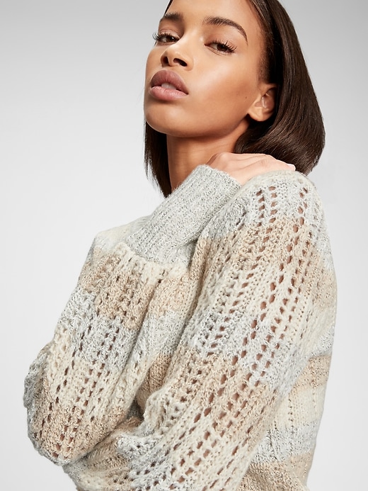 Image number 5 showing, Pointelle Crewneck Sweater
