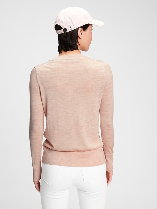 2 of 8 showing, with the color dull rose pink of product Merino Crewneck Sweater