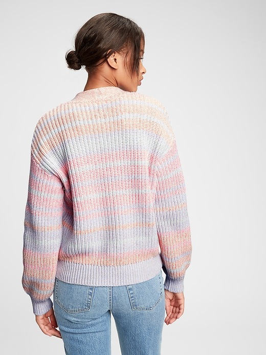 2 of 8 showing, with the color pink pastel multi of product Button-Front Cardigan