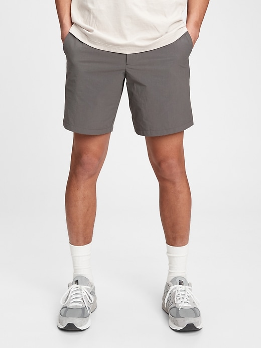 1 of 8 showing, with the color soft black of product 8" Recycled Tech Shorts with GapFlex