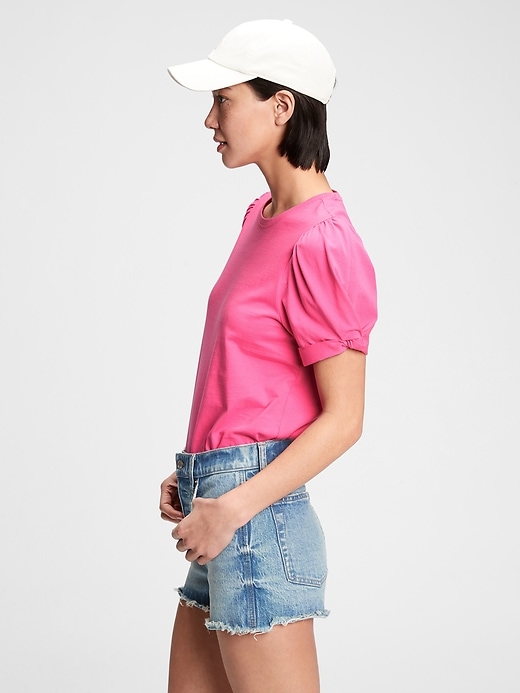 1 of 8 showing, with the color fuchsia pink of product Puff Sleeve T-Shirt