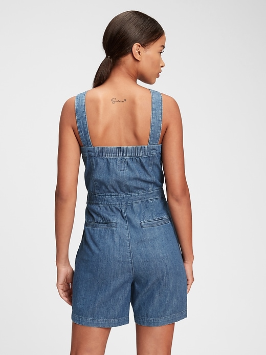 View large product image 2 of 7. Apron Denim Romper with Washwell&#153