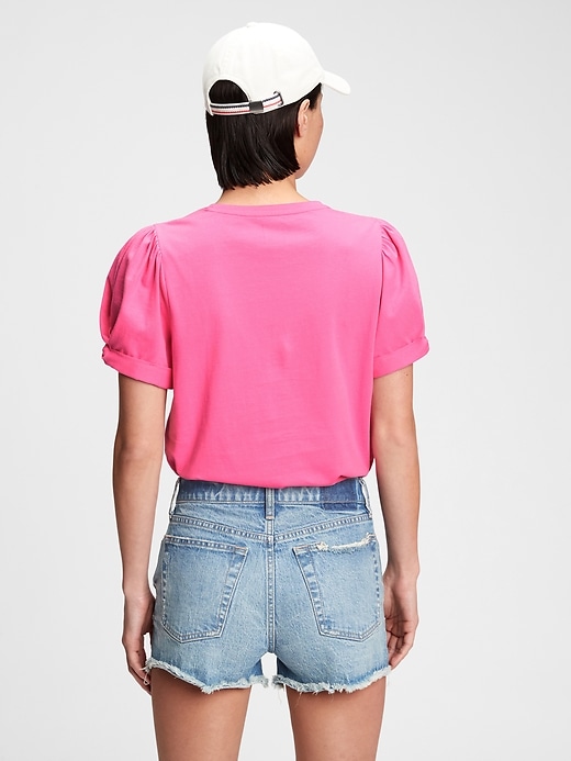 2 of 8 showing, with the color fuchsia pink of product Puff Sleeve T-Shirt