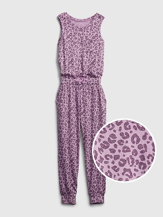 1 of 8 showing, with the color leopard of product Kids Softspun Jumpsuit