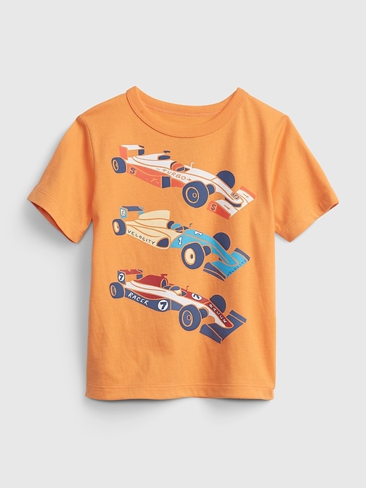 1 of 8 showing, with the color mango orange of product Toddler 100% Organic Cotton Mix and Match Graphic T-Shirt